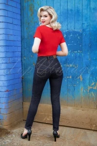 50s Miss Hotrod Skinny Jeans In Dark Blue 4 50s Miss Hotrod Skinny Jeans In Dark Blue - Image 2