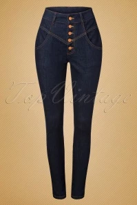 50s Miss Hotrod Skinny Jeans In Dark Blue 5 50s Miss Hotrod Skinny Jeans In Dark Blue - Image 3