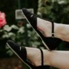 50s London T-Strap Flats In Black