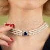 Lady Diana Pearl Choker Necklace In Sapphire Blue -King Louie Shop 220912 Lovely 42772 Pearl Choker Nechlace Sapphire Blue 20220315 041MW category