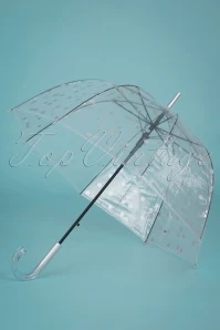 Pois Argentés Transparent Dome Umbrella In Silver
