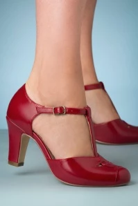 50s Glinda T-Strap Pumps In Red 3 50s Glinda T-Strap Pumps In Red