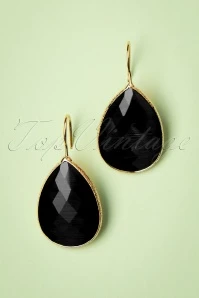50s Lavina Stone Drop Earrings In Black