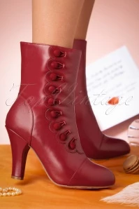 20s June Josephine Leather Booties In Jester Red
