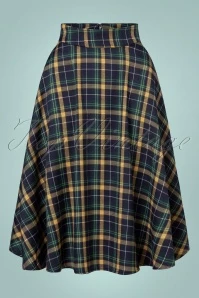 50s Sweet Joy Swing Skirt In Navy