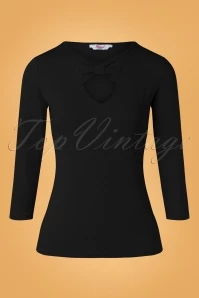 50s Queen Bow Top In Black