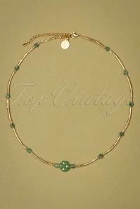 Lucky Clover Tube Necklace In Gold And Jade