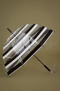 Rayures Transparent Dome Umbrella In Black And White