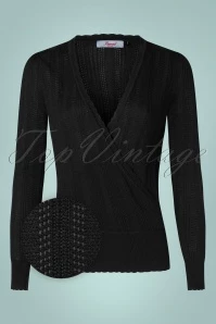 50s Royal Wrap Top In Black
