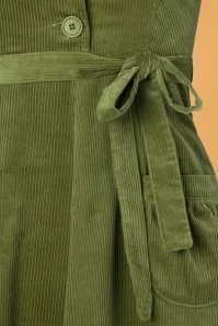 40s Midi Revers Dress In Corduroy Green 5 40s Midi Revers Dress In Corduroy Green - Image 3