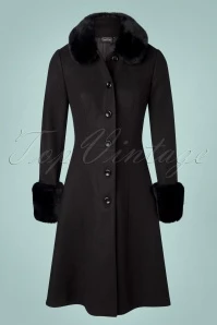 Vixen 50s Erin Faux Fur Coat In Black