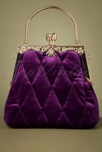 Vixen 20s Vintage Velvet Frame Clasp Bag In Deep Purple
