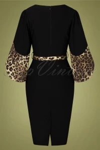 40s Manhattan Leopard Pencil Dress In Black 7 40s Manhattan Leopard Pencil Dress In Black - Image 5