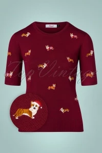 50s The Queens Corgi Jumper In Burgundy