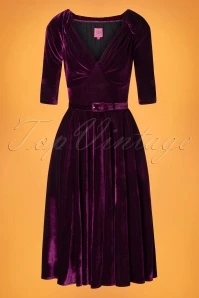 50s Marilyn Velvet Swing Dress In Burgundy 5 50s Marilyn Velvet Swing Dress In Burgundy - Image 3