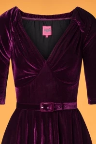 50s Marilyn Velvet Swing Dress In Burgundy 7 50s Marilyn Velvet Swing Dress In Burgundy - Image 5