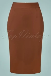 50s Classic Pencil Skirt In Cognac