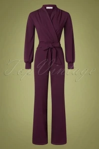 50s Emmylou Jersey Crepe Jumpsuit In Wine
