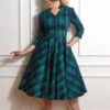 50s Jane Swing Dress In Navy And Green -King Louie Shop 230885 Hearts And Roses 44177 Jane Swing Dress Navy Green 20221005 021L category
