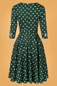 50s Olivia Swing Polkadot Dress In Green And White 9 50s Olivia Swing Polkadot Dress In Green And White - Image 7