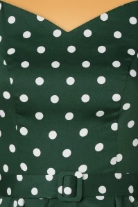 50s Olivia Swing Polkadot Dress In Green And White 8 50s Olivia Swing Polkadot Dress In Green And White - Image 6
