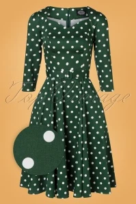 50s Olivia Swing Polkadot Dress In Green And White 5 50s Olivia Swing Polkadot Dress In Green And White - Image 3