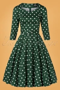 50s Olivia Swing Polkadot Dress In Green And White 6 50s Olivia Swing Polkadot Dress In Green And White - Image 4