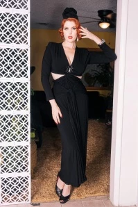 40s Lamarr Twist Dress With Matching Turban In Black