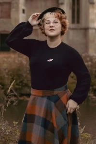 Vixen 60s Bella Balloon Sleeve Sweater In Black 5 Vixen 60s Bella Balloon Sleeve Sweater In Black - Image 3