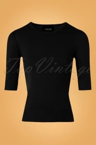 50s Chrissie Knitted Top In Black
