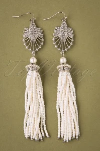 20s Deco Tassel Earrings In Ivory 5 20s Deco Tassel Earrings In Ivory - Image 3