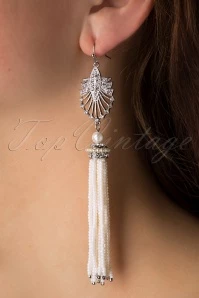 20s Deco Tassel Earrings In Ivory