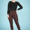 50s Tilly Tartan Trousers In Black And Red