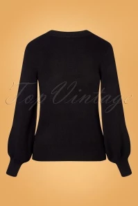 Vixen 60s Bella Balloon Sleeve Sweater In Black 8 Vixen 60s Bella Balloon Sleeve Sweater In Black - Image 6