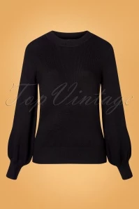 Vixen 60s Bella Balloon Sleeve Sweater In Black 4 Vixen 60s Bella Balloon Sleeve Sweater In Black - Image 2