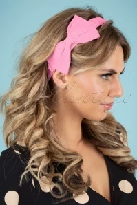 50s Dionne Bow Head Band In Bubblegum Pink 5 50s Dionne Bow Head Band In Bubblegum Pink - Image 3