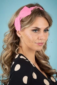 50s Dionne Bow Head Band In Bubblegum Pink