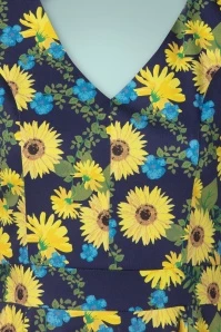 Topvintage Exclusive ~ 50s Olivia Short Sleeves Swing Dress In Dark Blue - Image 4