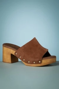 Tamaris 70s Virginia Suede Clogs In Cognac 3 Tamaris 70s Virginia Suede Clogs In Cognac
