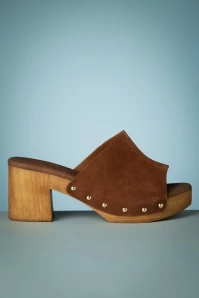 Tamaris 70s Virginia Suede Clogs In Cognac 6 Tamaris 70s Virginia Suede Clogs In Cognac - Image 4
