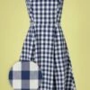 Row Boat Date Check Swing Dress In Blue And White