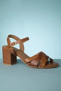 Donna Block Heel Sandals In Cognac 5 Donna Block Heel Sandals In Cognac - Image 3