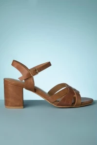 Donna Block Heel Sandals In Cognac 3 Donna Block Heel Sandals In Cognac