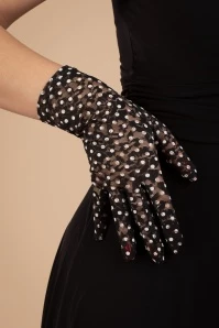 Polkadot Lace Gloves In Black 4 Polkadot Lace Gloves In Black - Image 2