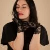 Flower Lace Wrist Gloves In Black -King Louie Shop 236383 Pamala Mann 46666 Gloves Black Lace 230202 403 category