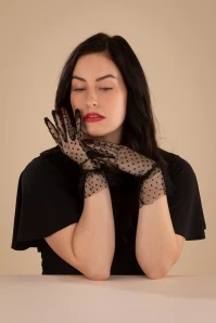 Spot Mesh Wrist Gloves In Black