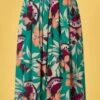 King Louie Arianna Pleat Skirt In Aqua Green -King Louie Shop 237352 King Louie 44648 Skirt Pleat Floral Aqua 221220 501 category