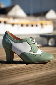 Ava City Strolling Shoe Booties In Feltspar Green And Cream