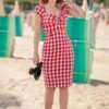 Virginia Pencil Dress In Red And White Gingham -King Louie Shop 237575 Glamour Bunny 45241 Virginia Red Pencil Dress 220710 402 category