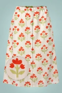 Compania Fantastica Paisley Flower Skirt In Off White